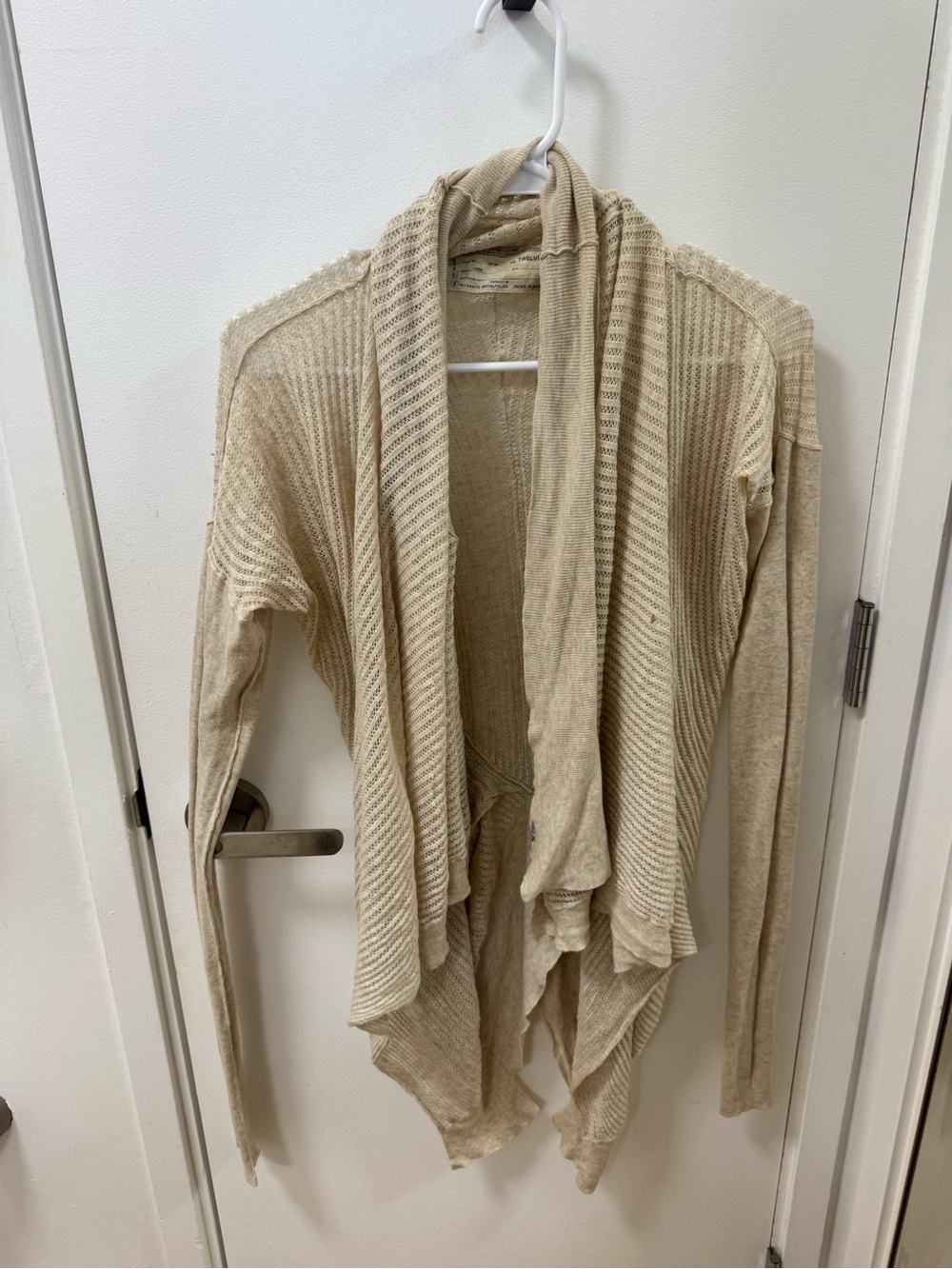 AllSaints Beige Open-Front Draped Women's Cardigan